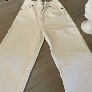 White high-waisted wide leg Jeans - only wore 1X